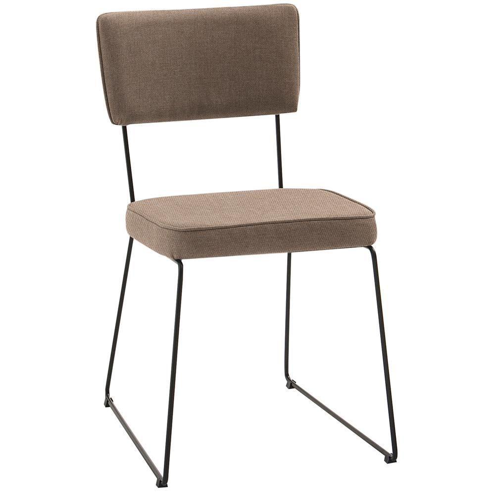 Cadeira Estofada Base Em Aço F53 Linho Bege Dmobiliario Bege - 1