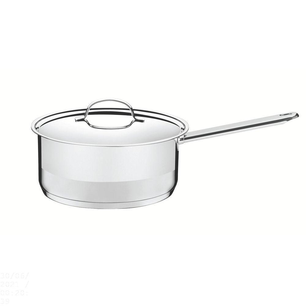 Panela Professional Em Aço Inox Fundo Triplo Com Tampa Plana Detalhe Satinado 24 Cm 4,7 L - 1