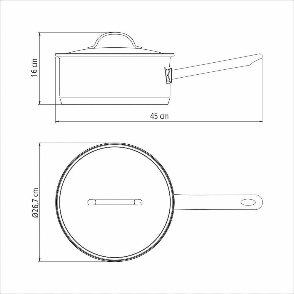 Panela Professional Em Aço Inox Fundo Triplo Com Tampa Plana Detalhe Satinado 24 Cm 4,7 L - 4