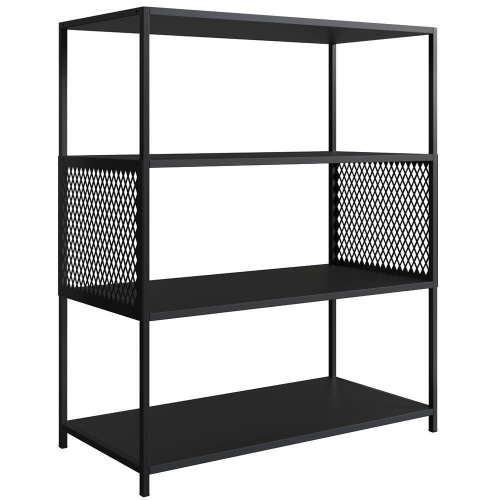 Estante Estilo Industrial 94 Cm Com Tela P1024 Preto Pp Preto - 1