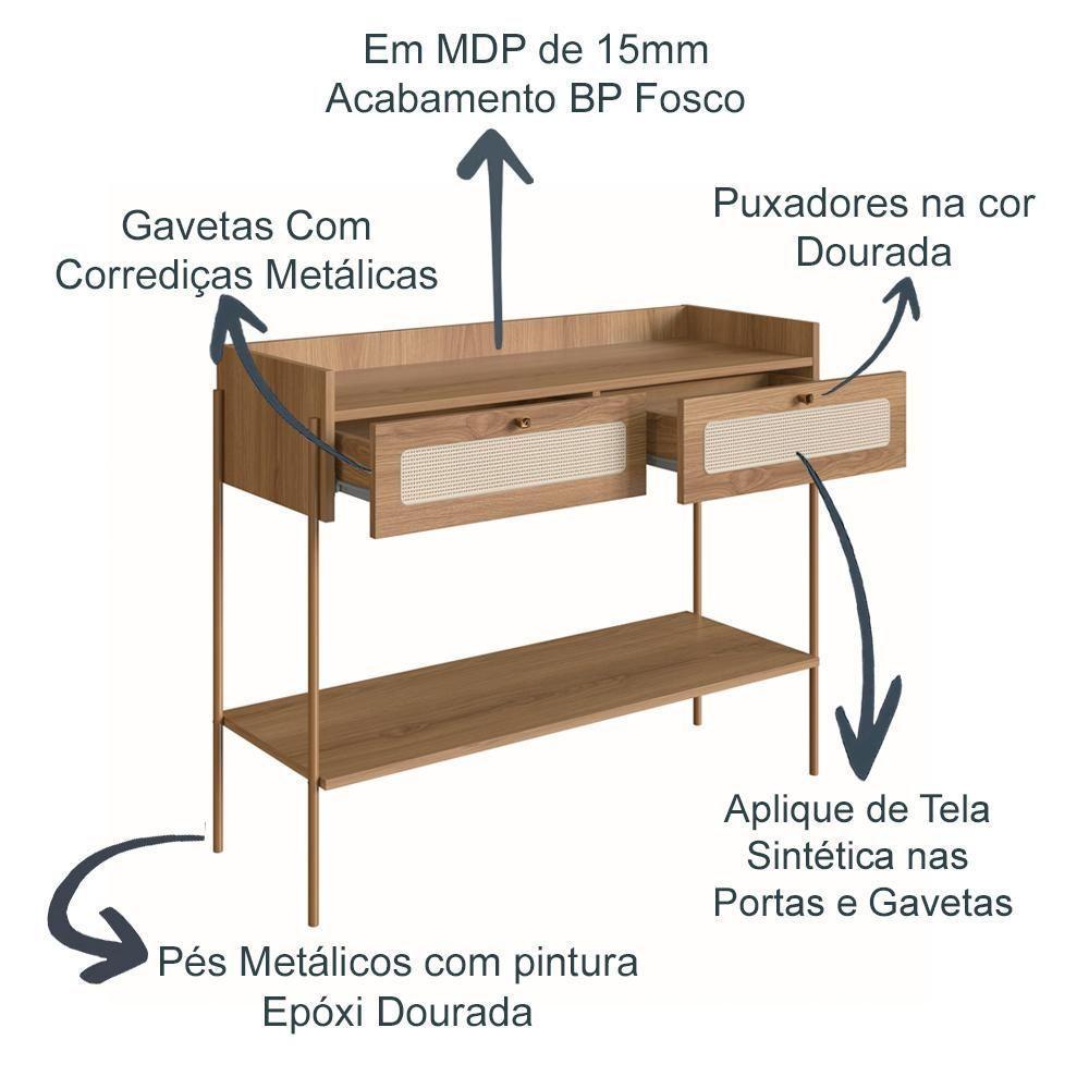 Aparador 2 Gavetas Palhinha Linha Oslo Hanover Artesano - 5