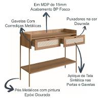 Aparador 2 Gavetas Palhinha Linha Oslo Hanover Artesano - 5