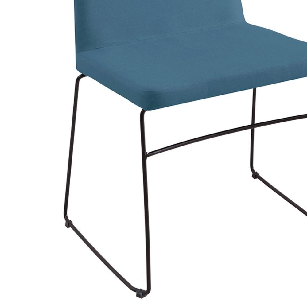 Kit 2 Cadeiras Estofadas Base Em Aço F41 Azul Jeans - 2