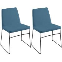 Kit 2 Cadeiras Estofadas Base Em Aço F41 Azul Jeans - 5
