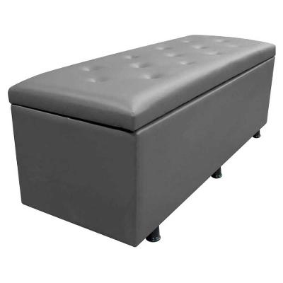 Calçadeira Baú Solteiro 90cm Estofada Liz S05 Sintético Cinza - Mpozenato