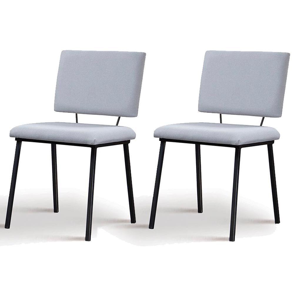 Kit 2 Cadeiras Estofadas Base Em Aço F38 Gelo Gelo - 1