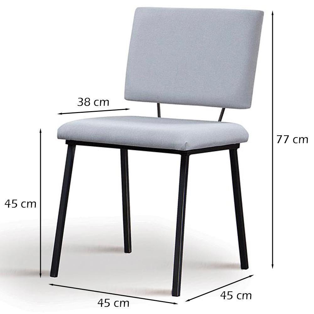 Kit 2 Cadeiras Estofadas Base Em Aço F38 Gelo Gelo - 5