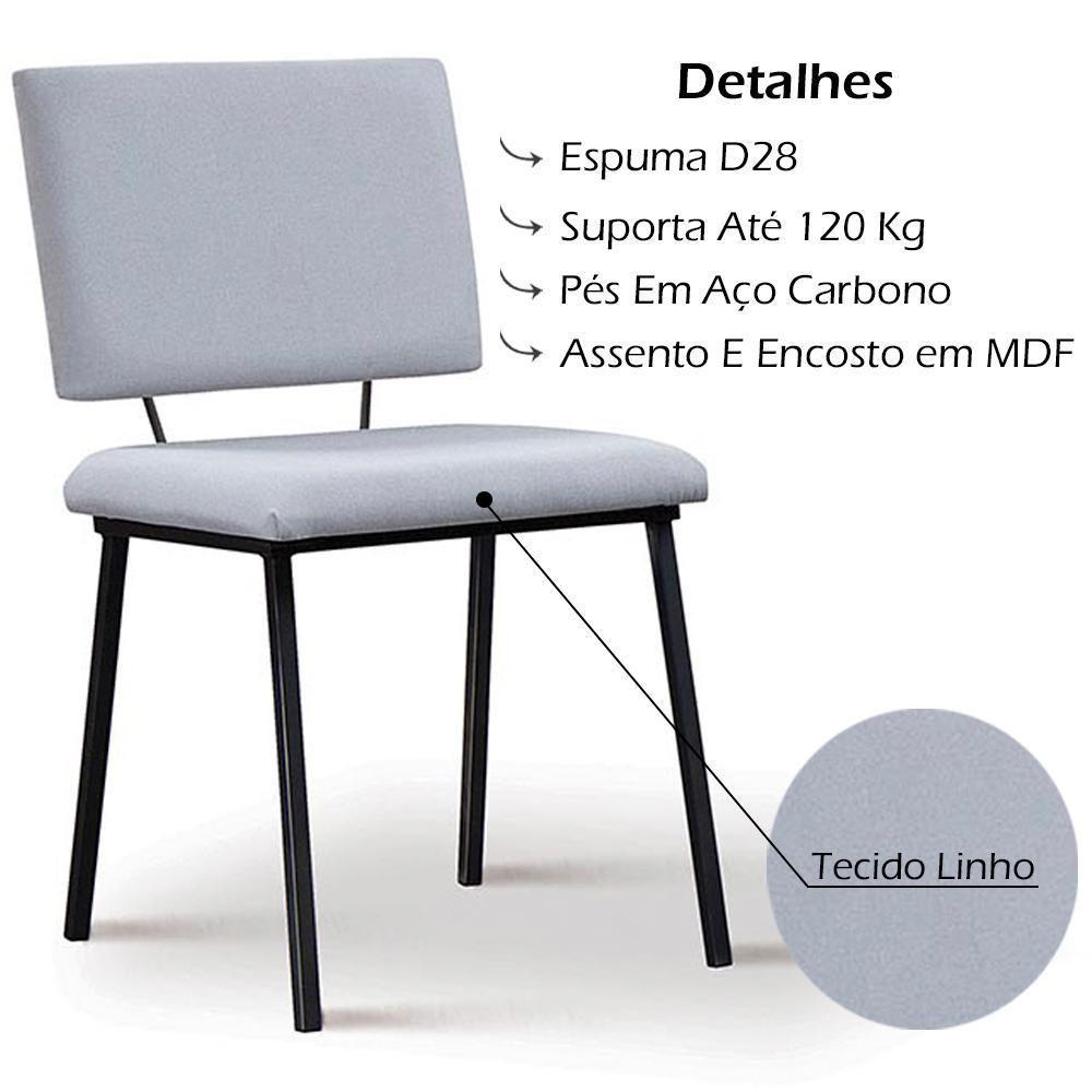 Kit 2 Cadeiras Estofadas Base Em Aço F38 Gelo Gelo - 6