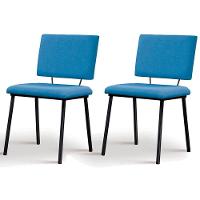 Kit 2 Cadeiras Estofadas Base Em Aço F38 Azul Jeans - 1