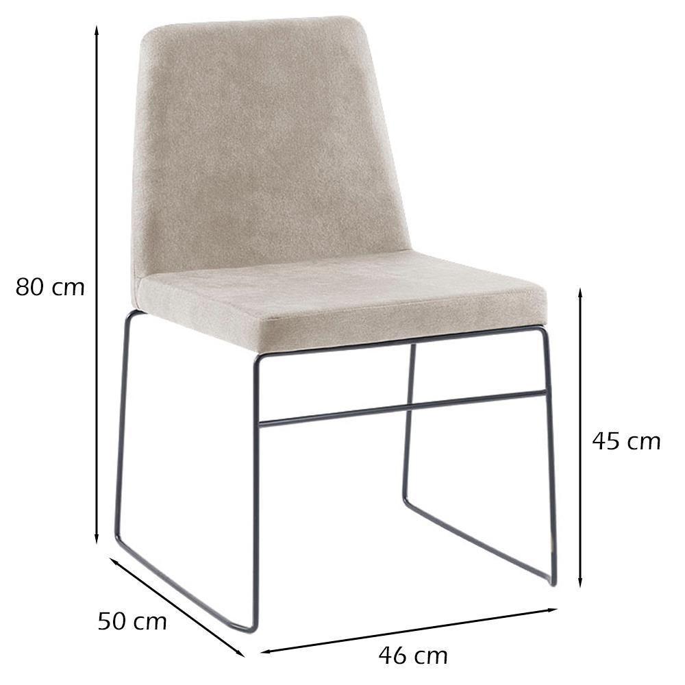 Kit 2 Cadeiras Estofadas Base Em Aço F41 Camurça Bege Dmobiliario Bege - 5