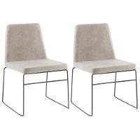 Kit 2 Cadeiras Estofadas Base Em Aço F41 Camurça Bege Dmobiliario Bege - 1