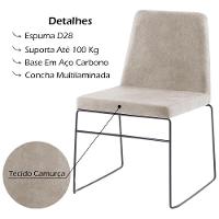 Kit 2 Cadeiras Estofadas Base Em Aço F41 Camurça Bege Dmobiliario Bege - 6