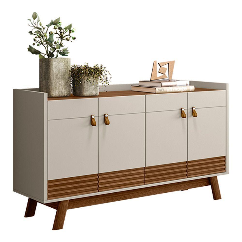 Buffet Aparador Dara 4 Portas Freijó E Off White 88x160 Cm L04 - D'rossi - 7