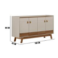 Buffet Aparador Dara 4 Portas Freijó E Off White 88x160 Cm L04 - D'rossi - 2