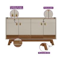 Buffet Aparador Dara 4 Portas Freijó E Off White 88x160 Cm L04 - D'rossi - 5