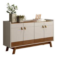 Buffet Aparador Dara 4 Portas Freijó E Off White 88x160 Cm L04 - D'rossi - 7