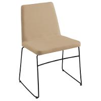 Cadeira Estofada Base Em Aço F41 Linho Bege Dmobiliario Bege - 1