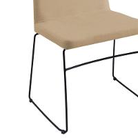 Cadeira Estofada Base Em Aço F41 Linho Bege Dmobiliario Bege