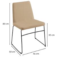 Cadeira Estofada Base Em Aço F41 Linho Bege Dmobiliario Bege - 5