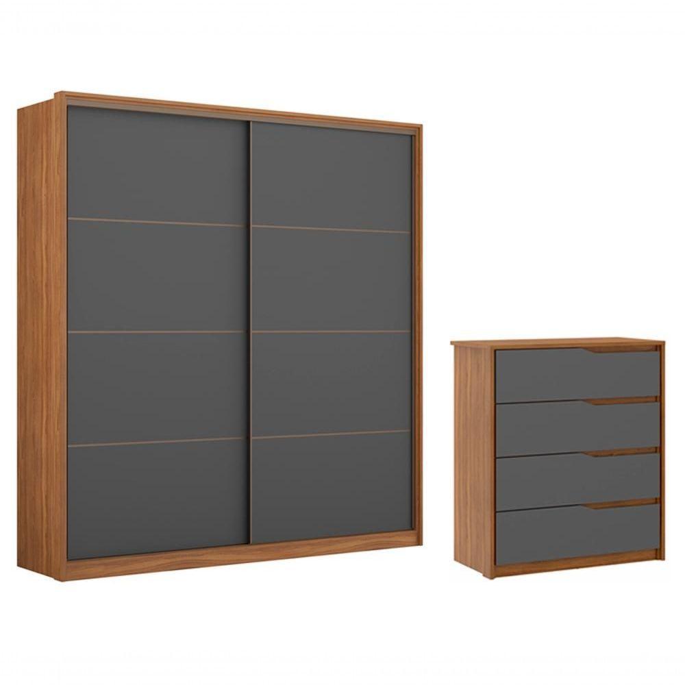 Conjunto Guarda Roupa Belga E Comoda Atria Amendola Grafito - 1
