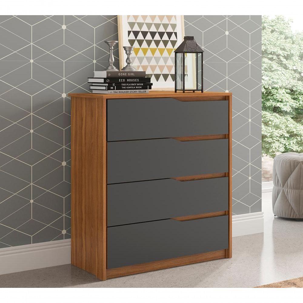 Conjunto Guarda Roupa Belga E Comoda Atria Amendola Grafito - 4