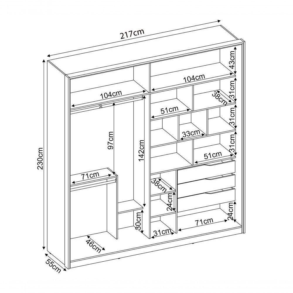 Conjunto Guarda Roupa Belga E Comoda Atria Amendola Grafito - 7