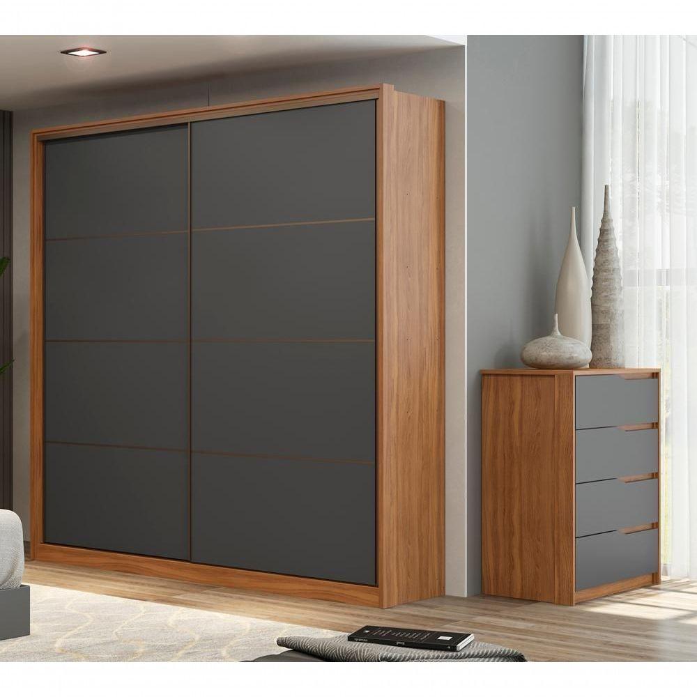 Conjunto Guarda Roupa Belga E Comoda Atria Amendola Grafito - 9