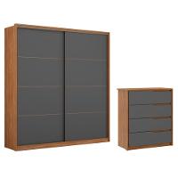 Conjunto Guarda Roupa Belga E Comoda Atria Amendola Grafito - 1