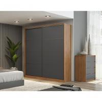 Conjunto Guarda Roupa Belga E Comoda Atria Amendola Grafito - 2