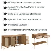 Conjunto Aparador E Buffet Palhinha Oslo Hanover Artesano - 9