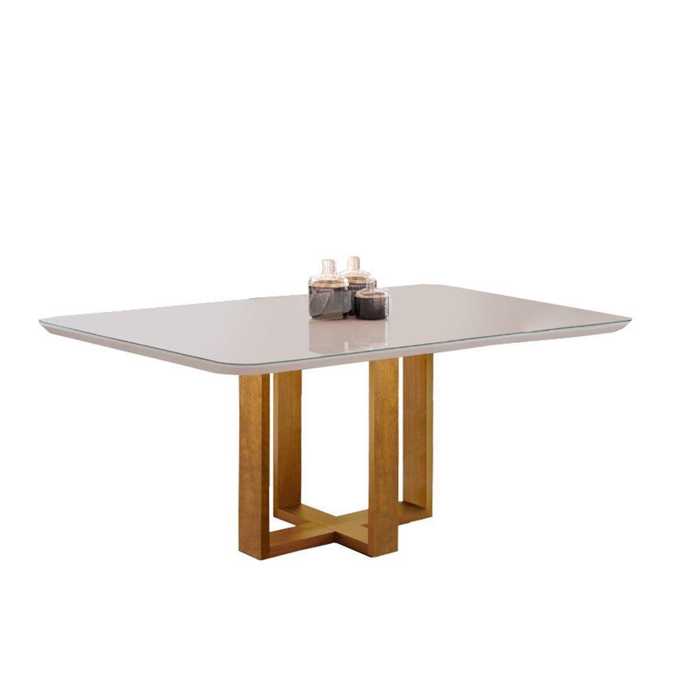 Kit Sala De Jantar 4 Lugares Mesa Lisy E Cadeiras Jade Veludo Off White Com Marrom Acinzentado - 5