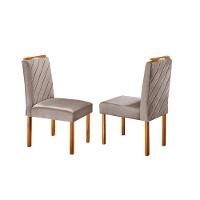 Kit Sala De Jantar 4 Lugares Mesa Lisy E Cadeiras Jade Veludo Off White Com Marrom Acinzentado