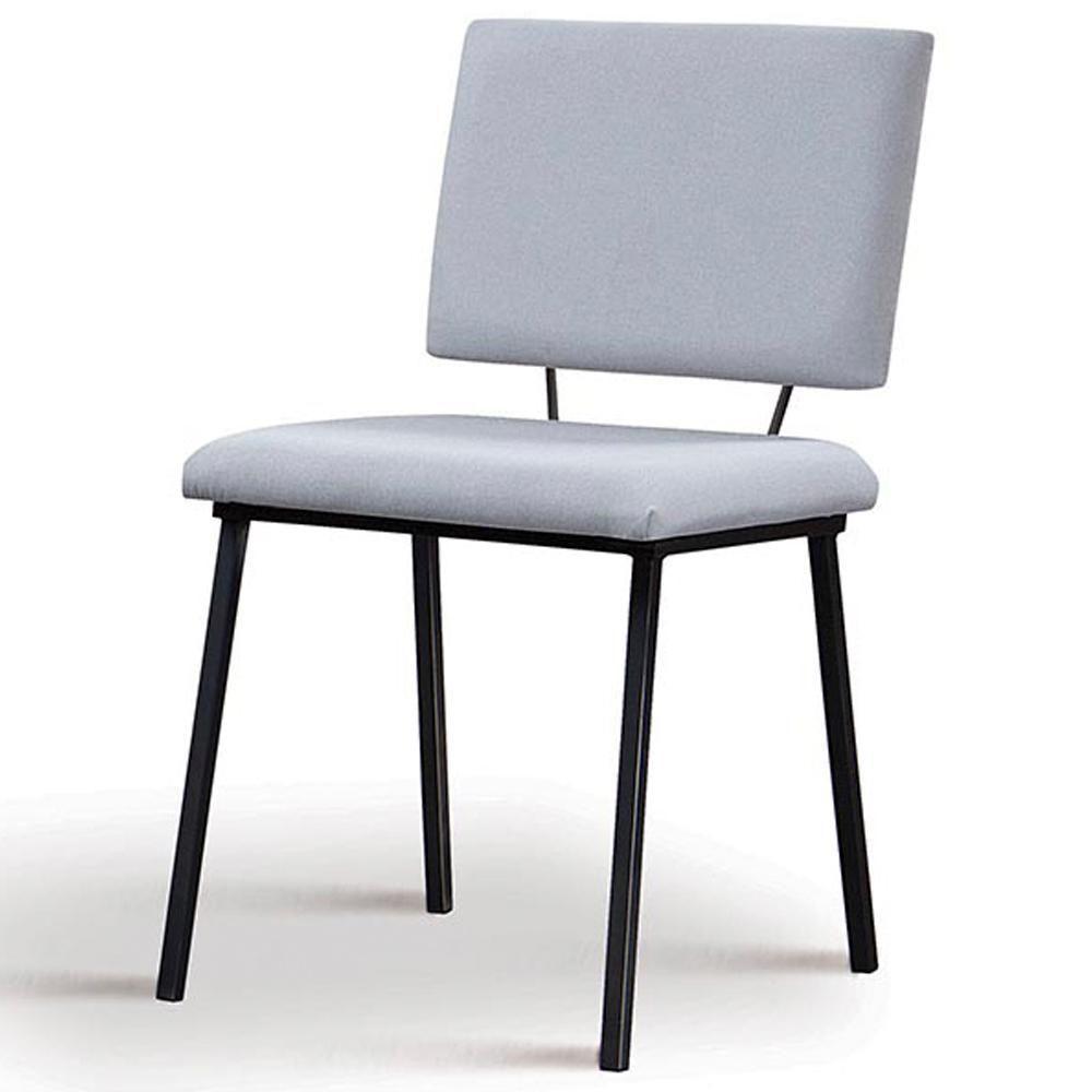 Cadeira Estofada Base Em Aço F38 Linho Gelo Dmobiliario Gelo - 1