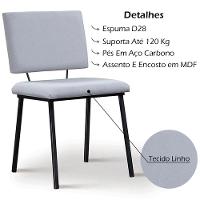 Cadeira Estofada Base Em Aço F38 Linho Gelo Dmobiliario Gelo - 6