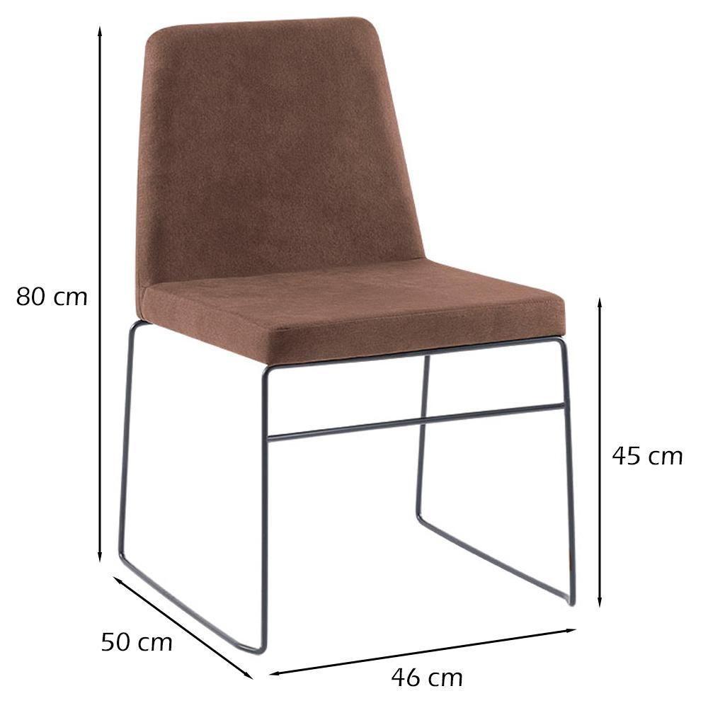 Kit 2 Cadeiras Estofadas Base Em Aço F41 Camurça Marrom Dmobiliario Marrom - 5