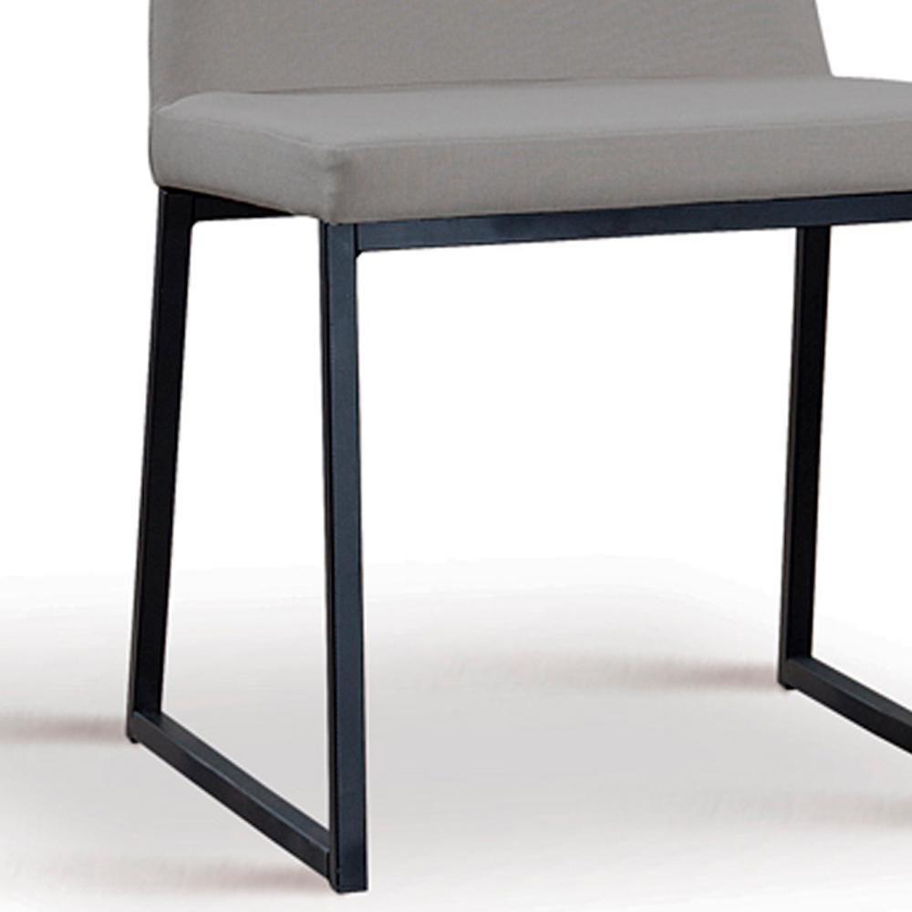 Kit 2 Cadeiras Estofadas Base Aço Preto F37 Linho Cinza Dmobiliario Cinza - 4