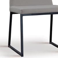 Kit 2 Cadeiras Estofadas Base Aço Preto F37 Linho Cinza Dmobiliario Cinza