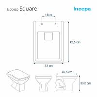 Assento Sanitário Poliéster Square Branco Incepa - 3
