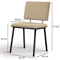 Kit 2 Cadeiras Estofadas Base Em Aço F38 Bege Bege - 5