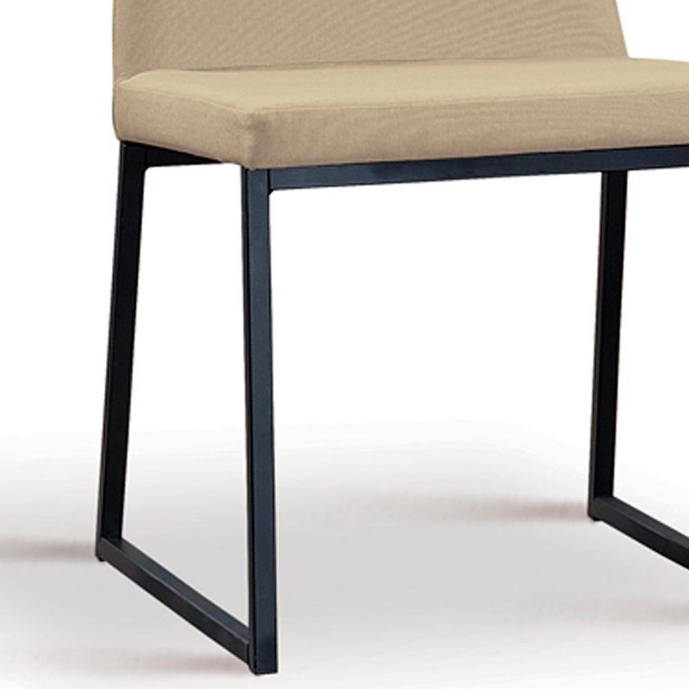 Kit 2 Cadeiras Estofadas Base Aço Preto F37 Linho Bege Dmobiliario Bege - 6