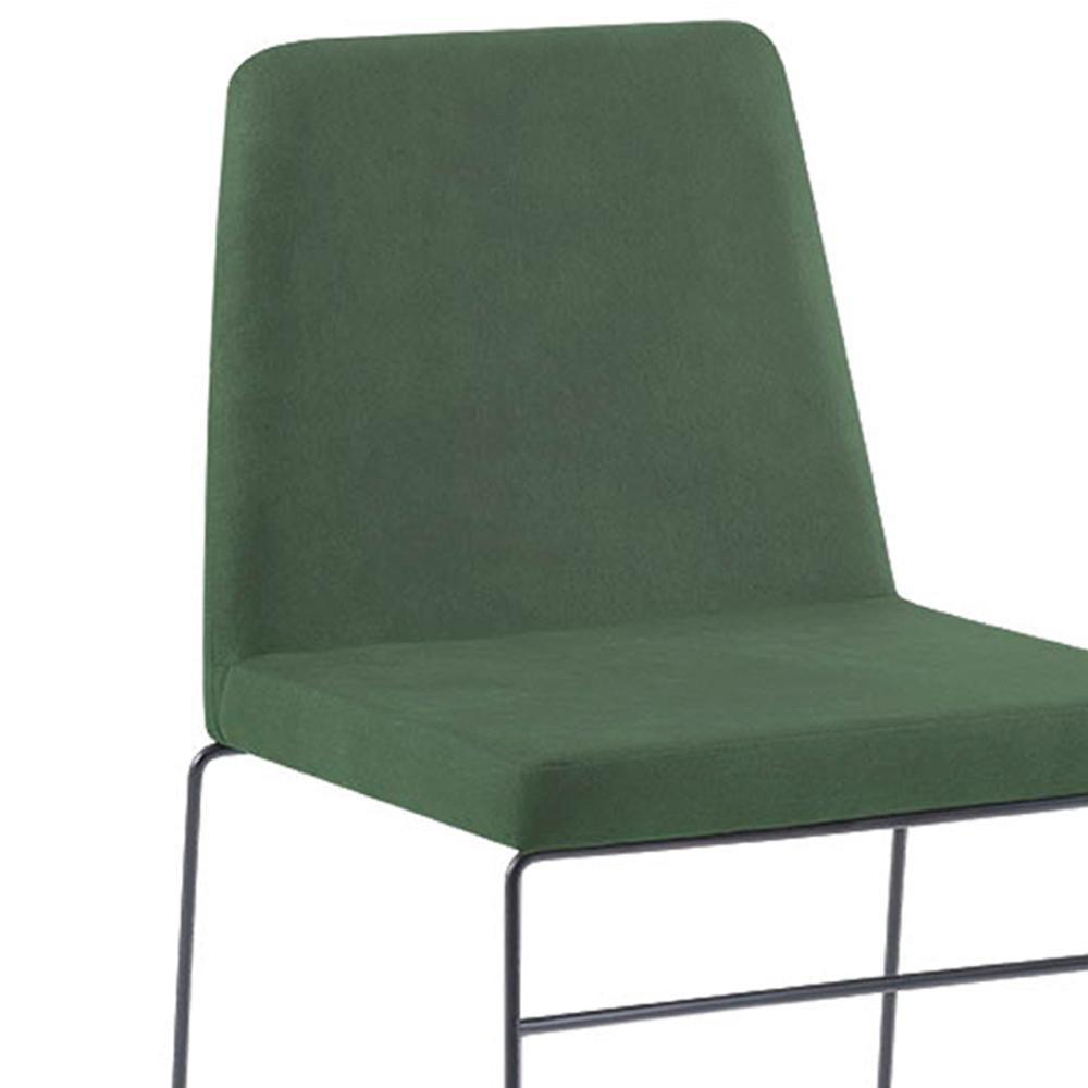 Cadeira Estofada Base Em Aço F41 Linho Verde Dmobiliario - 3