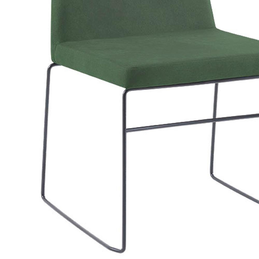 Cadeira Estofada Base Em Aço F41 Linho Verde Dmobiliario - 4