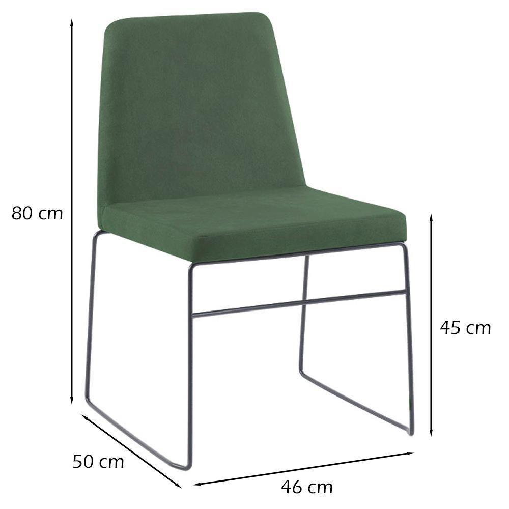 Cadeira Estofada Base Em Aço F41 Linho Verde Dmobiliario - 5