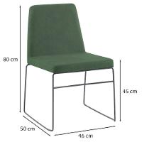 Cadeira Estofada Base Em Aço F41 Linho Verde Dmobiliario - 5