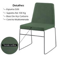 Cadeira Estofada Base Em Aço F41 Linho Verde Dmobiliario - 6
