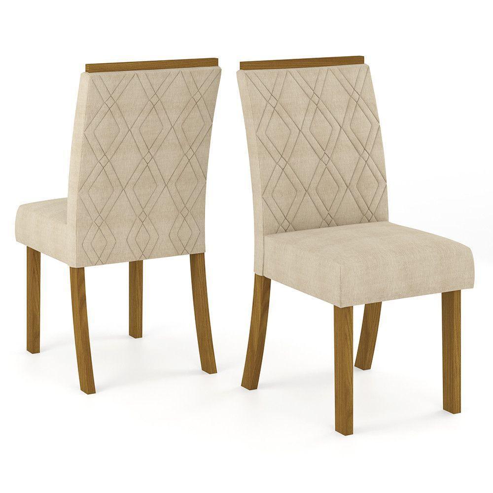 Conjunto Sala De Jantar Tampo Mdf Com Vidro Canto Arredondado 160 Cm 06 Cadeiras Lupita Casa 812 Nature Com Off White E Linho - 5