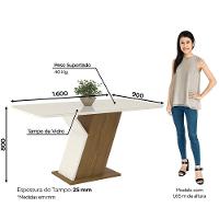 Conjunto Sala De Jantar Tampo Mdf Com Vidro Canto Arredondado 160 Cm 06 Cadeiras Lupita Casa 812 Nature Com Off White E Linho - 7