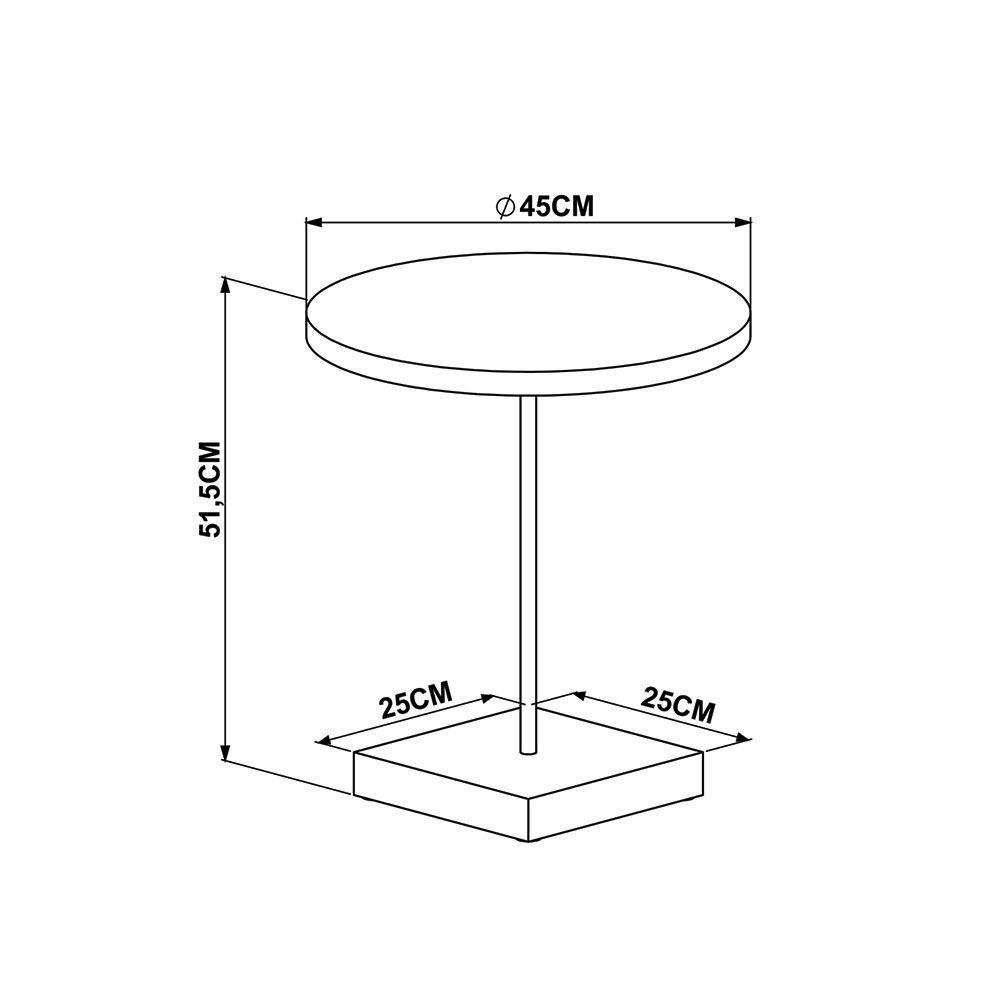 Mesa Lateral Redonda Industrial Base Metálica Preto 51cm - 1