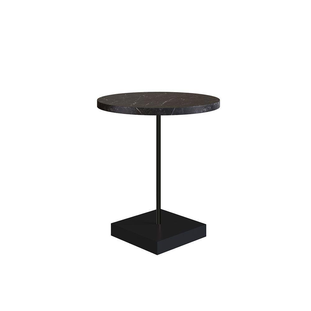 Mesa Lateral Redonda Industrial Base Metálica Preto 51cm - 5