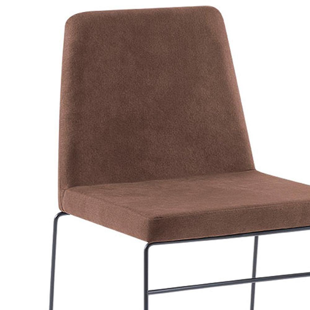 Cadeira Estofada Base Em Aço F41 Camurça Marrom Dmobiliario Marrom - 3